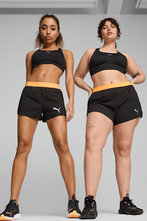 RUN ULTRAWEAVE VELOCITY Women's 3" Running Shorts, PUMA Black-Sun Stream, extralarge-GBR